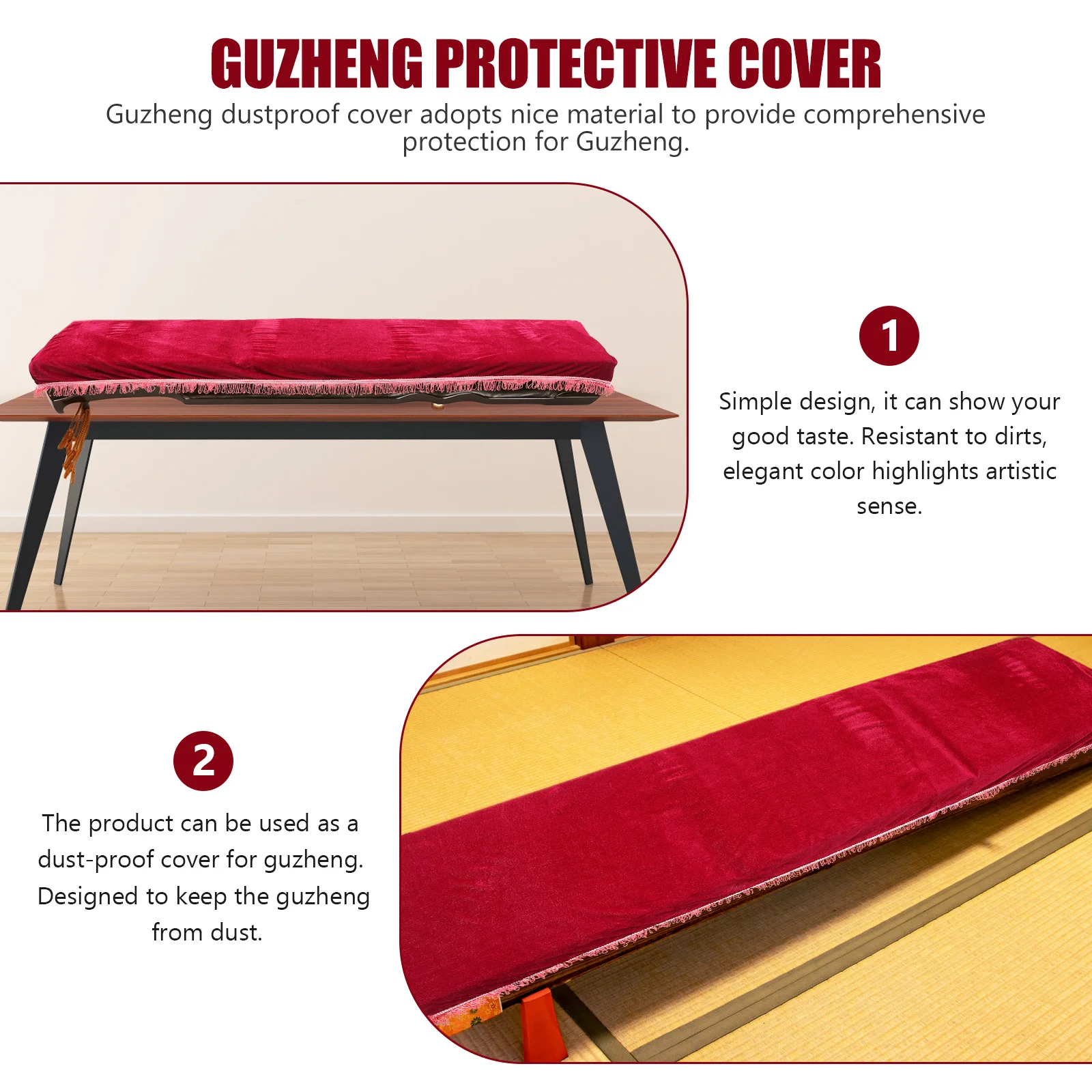 

Guzheng Cover Dust Proof Velvet Protective Foldable Storage Decor Tassel Elegant Color Luxurious Design Anti Dirt for Musical