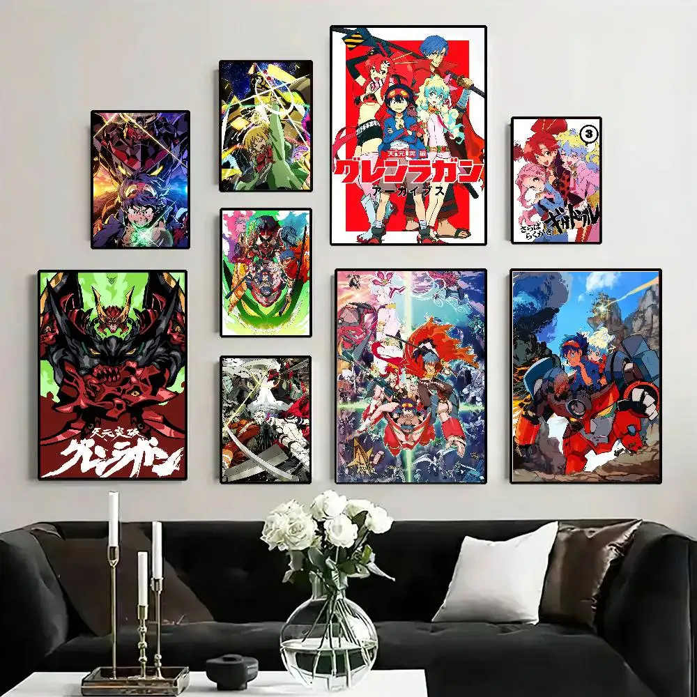 Anime Tengen Toppa Gurren-Lagann Posters Living Room Bar Cafe Quality Canvas Vintage Style Comics Painting Art Home Wall Decor