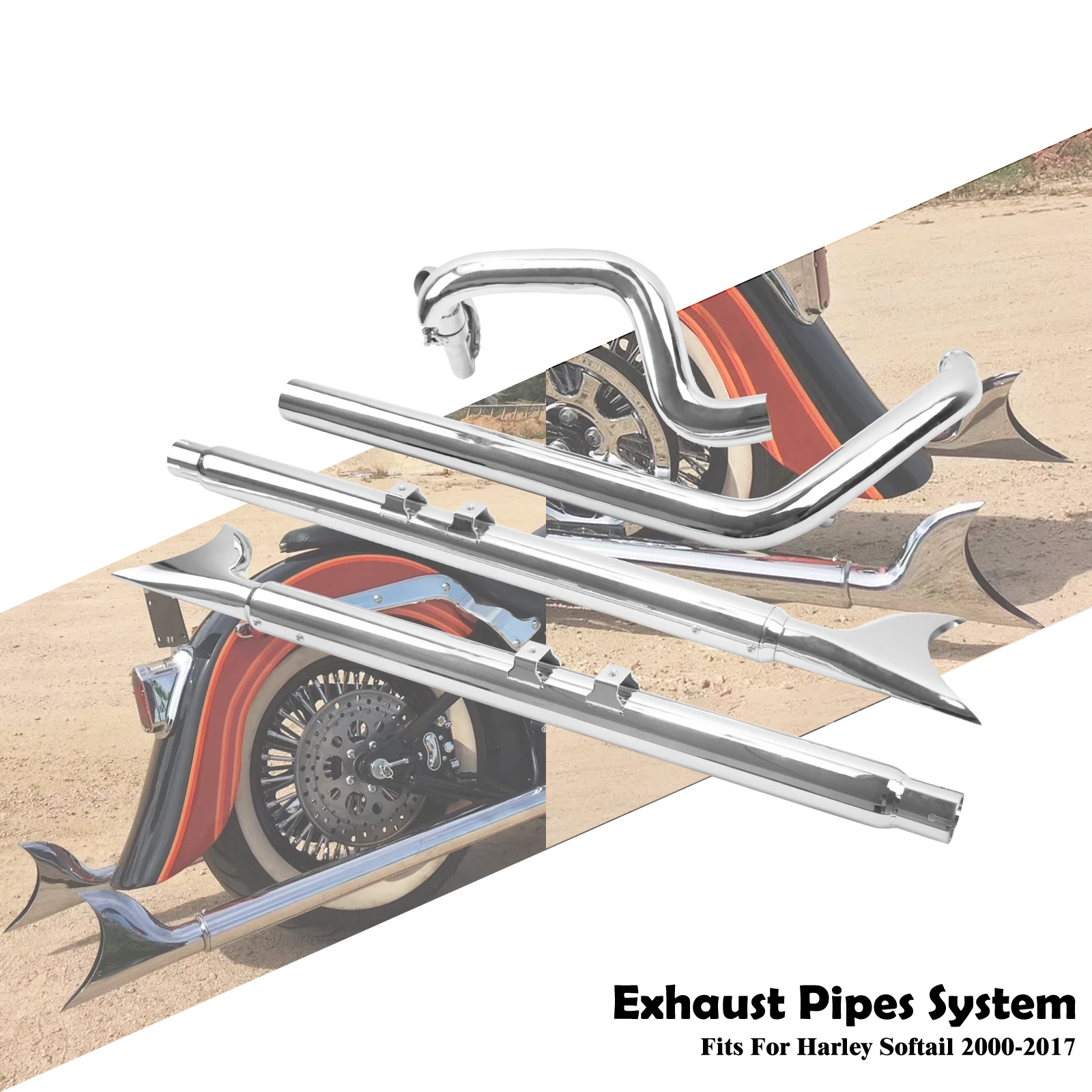 Motorfiets Uitlaatpijp Dual Uitlaat Systeem Chroom Voor Harley Heritage Softail Classic Flstc Fatboy Flstf Deluxe Flstn 2007-2017