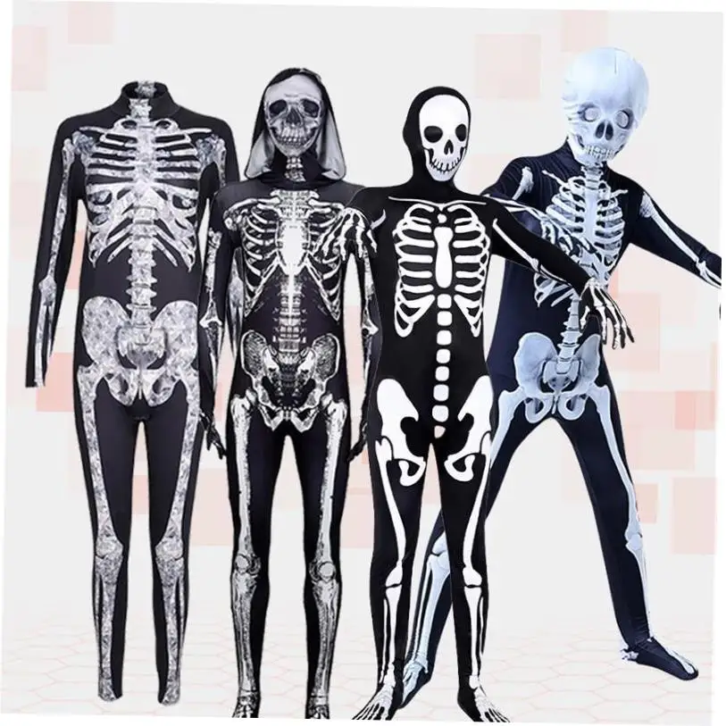 loween Cosplay Skeleton Onesie Tights Body Women's Ethnic Costume Stage Wear loween Par Outfit Skeleton Design