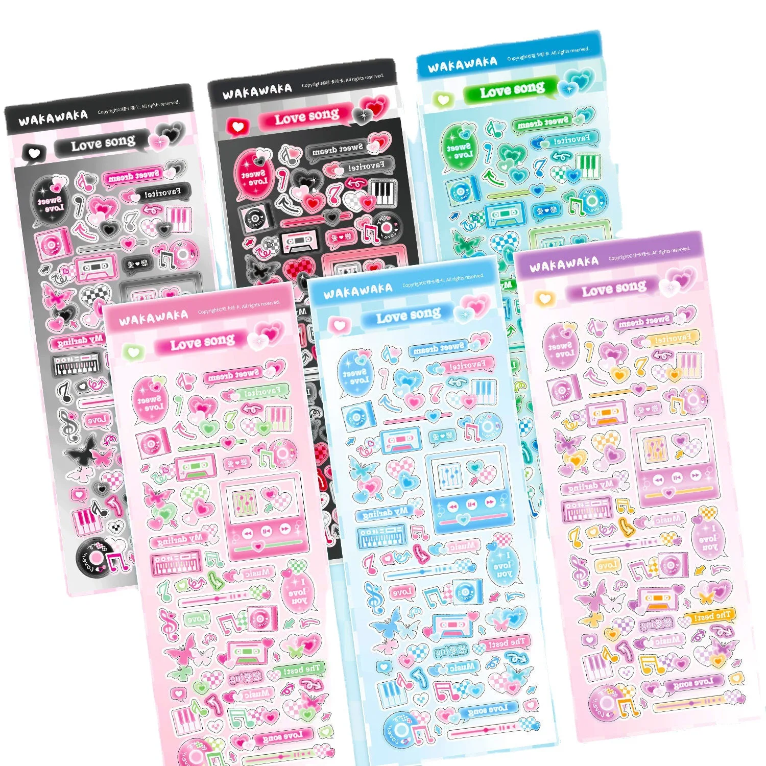 

Musical Note Y2K Retro Stickers Kpop Photocard Journal Scrapbook DIY Decor Decals Cute Stationery Gifts for Festival