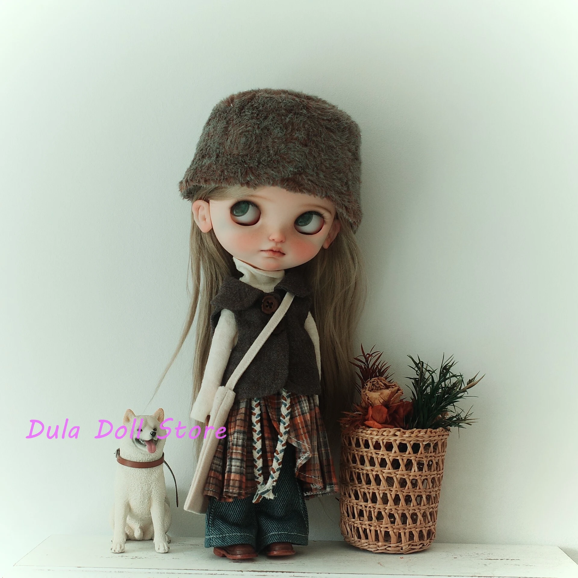 

Dula Doll Clothes Japanese-style relaxed denim vest outfit set for Blythe Landoudou Landazz ob24 ob22 Azone Licca ICY Doll