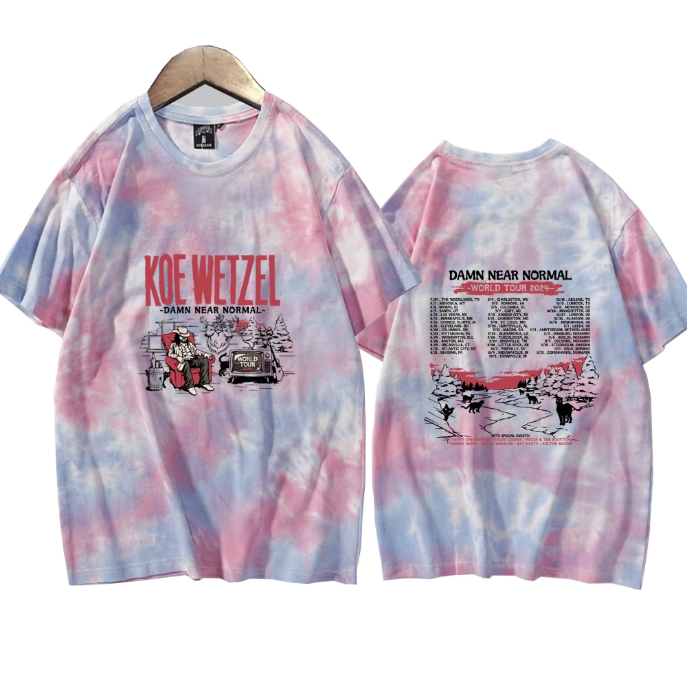 Koe Wetzel Damn Near Normal Tour 2024 Tie Dye Shirts Music Fans Gift Shirt Summer Harajuku Tee Tops Women and Man Oversized