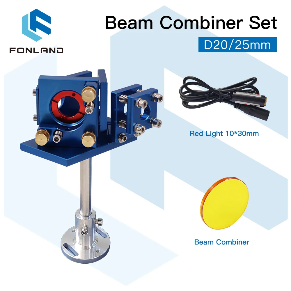 FONLAND 20mm ZnSe Laser Beam Combiner + Mount + Laser Pointer Blue Beam Combiner Set for CO2 Laser Engraving Cutting Machine