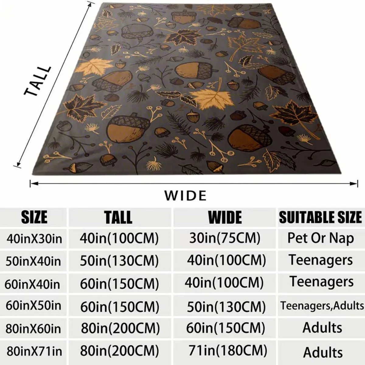 2026 New Arrival Flannel Blanket 1pc Autumn Oak Tree Pattern Flannel Throw Blanket Cozy, Soft, Breathable Non-Shedding for Sofa,