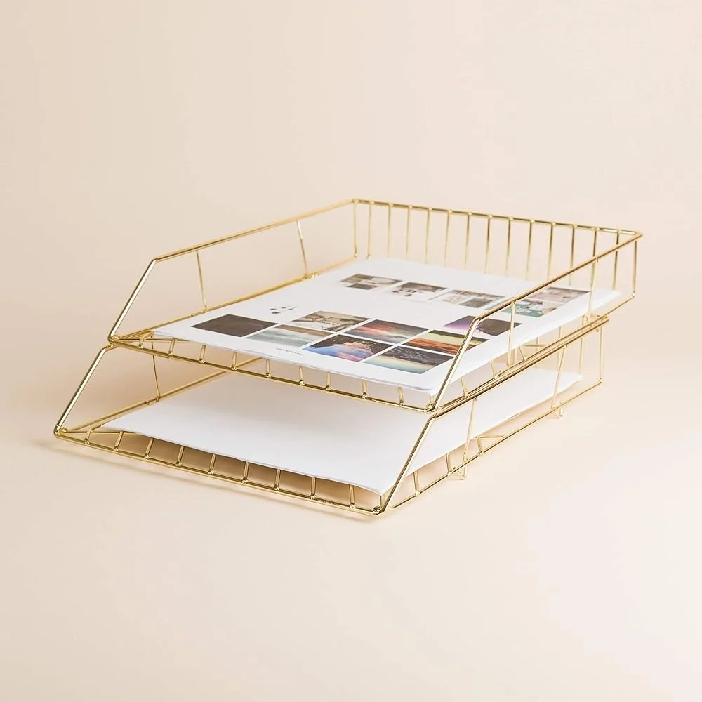 علبة الورق المعدنية منظم سطح المكتب ملفات الحروف متينة عالية الجودة ملحقات الأسلاك مجموعة Vena تخزين المكاتب الحديثة #4