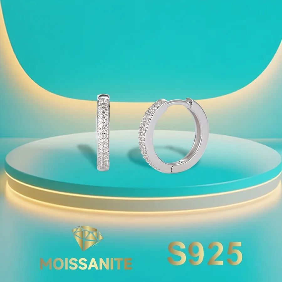 

Двухрядные серьги-клипсы, серьги-гвоздики с муассанитом, серебряные серьги S925 для женщин с сертификатом Gra, новинка 2025 г.