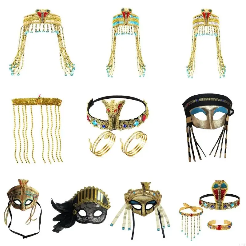 

K3KF Girls Egyptian Snake Cluster Cosplay Headwear Gothic Hair Hoop Accessories