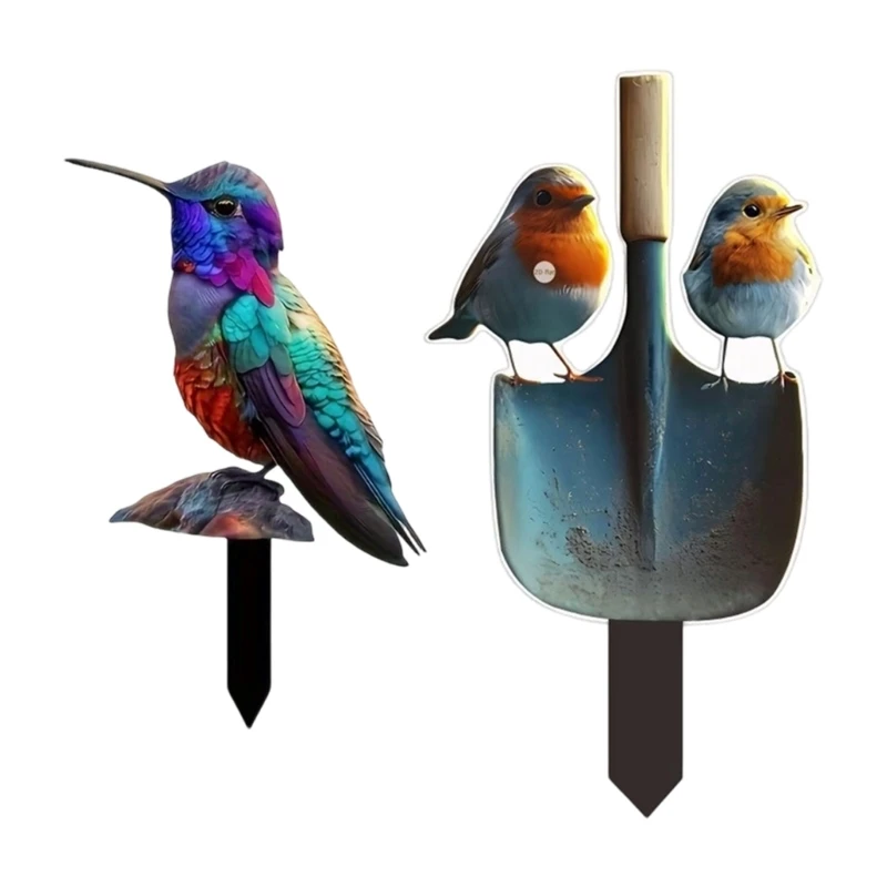 Bird Garden Stake Acrylic Outdoor Accent for Lawn and Balcony, Flat Yard Piece for Home Garden Display Use 37JD