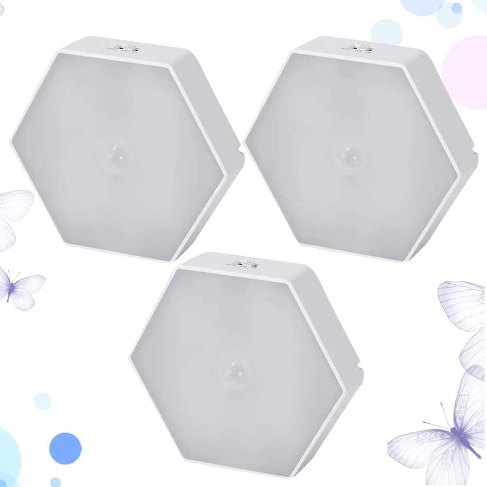 3pcs 1.2W Led Human Body Induction Light Night Lamp For Stairs Hallway Closet Cabinet Corridor Warm White Auto On Off