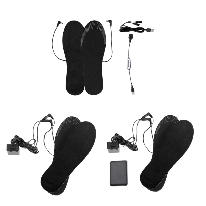 USB Heated Shoe Insoles Feet Warm Sock Pad Mat Electrically Heating Insoles Washable Warm Thermal Insoles 35-46 yards P31B