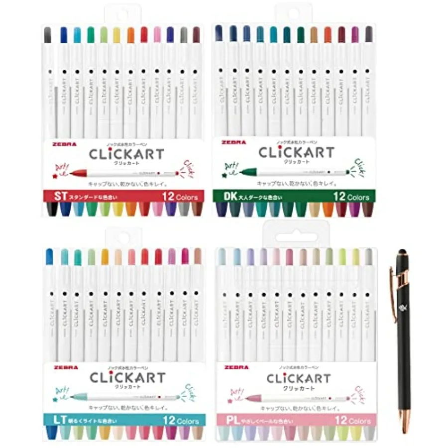 

Zebra Clickart Water-Based Pen 48 Colors All Color Set 0.6mm WYSS22-48C Japan Import With Original Stylus Ballpoint Touch Pen