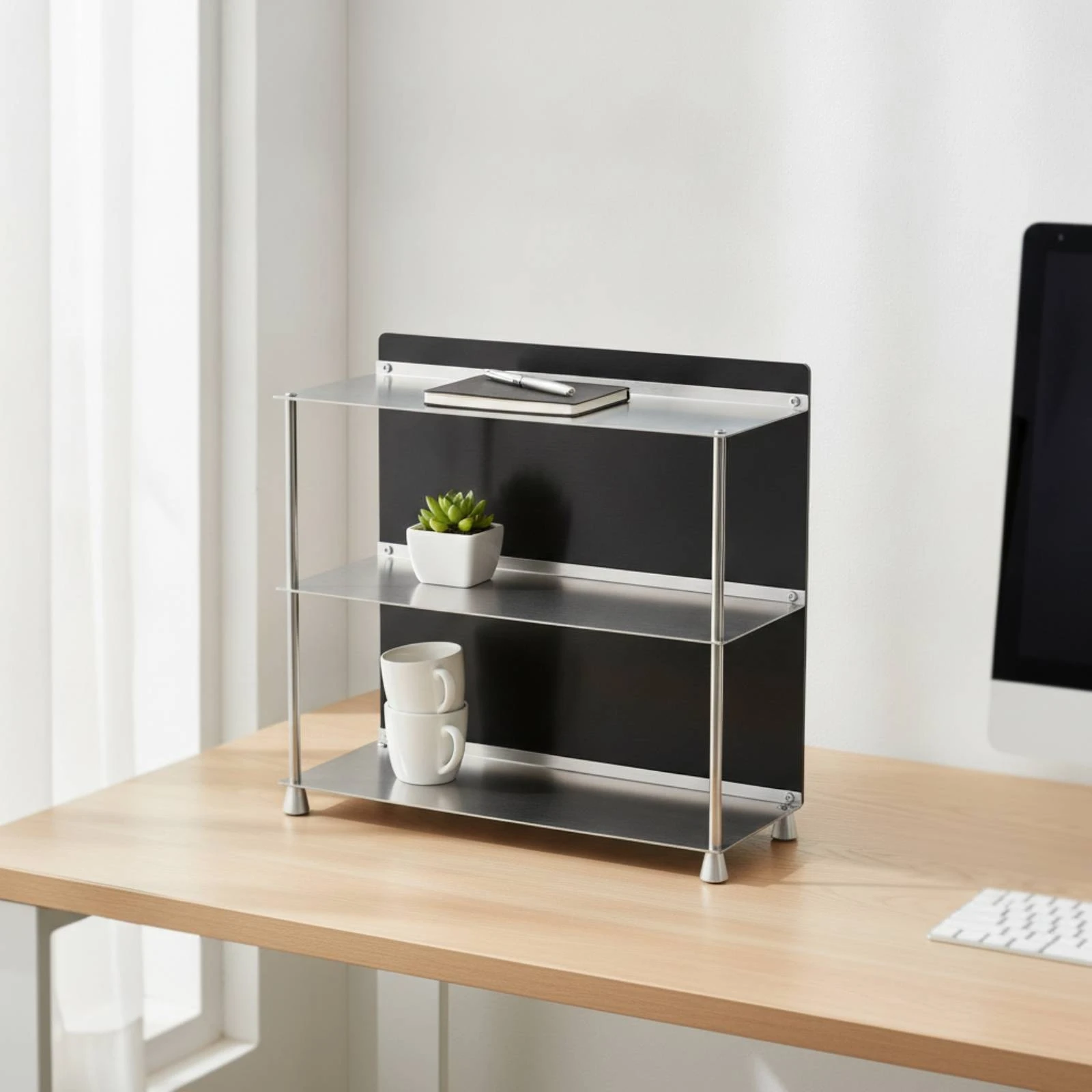 3-Tier Storage Rack Tiered Countertop Organizer with Acrylic Shelves 3 Tier Shelf Organizer Compact Acrylic Shelf Rack