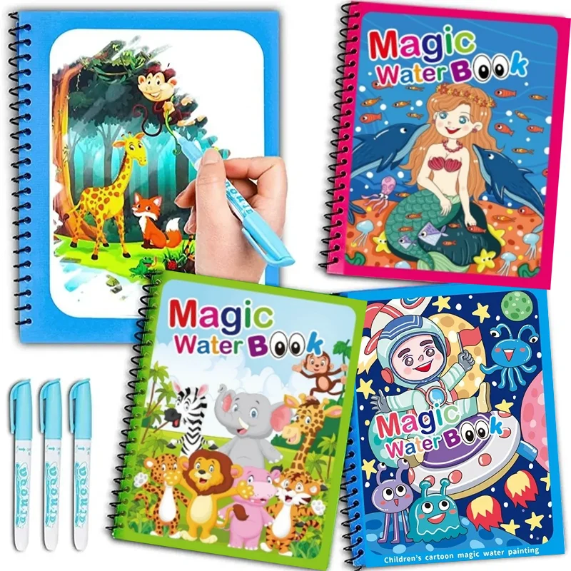 Magical Book Water Drawing Montessori Toys Reusable Coloring Book Magic Water Drawing Book Sensory Early Education Tools