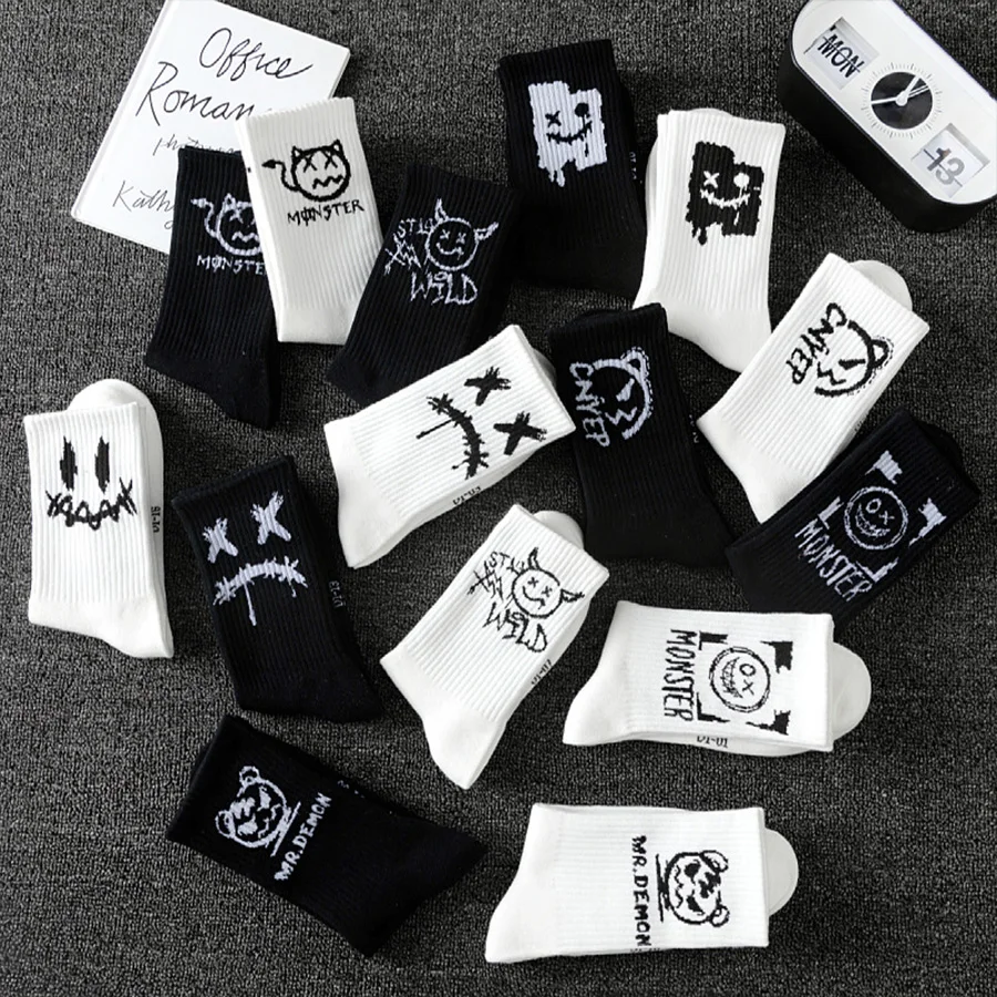 10pcs Men\'s Socks Mid Length Socks Hip Hop Sports Socks For Men Breathable Sweat Wicking Versatile Socks