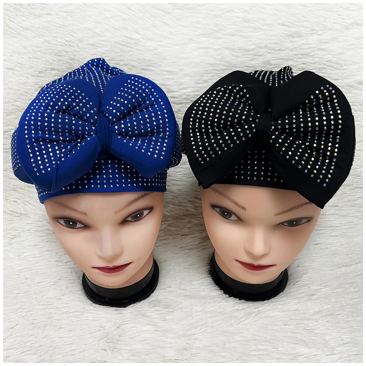 2024 Wholesale Newest Elegant Turban Hats Women Cap Beaded For India Hat Scarfs Head Wrap Headband Girl Hair Accessories Lady