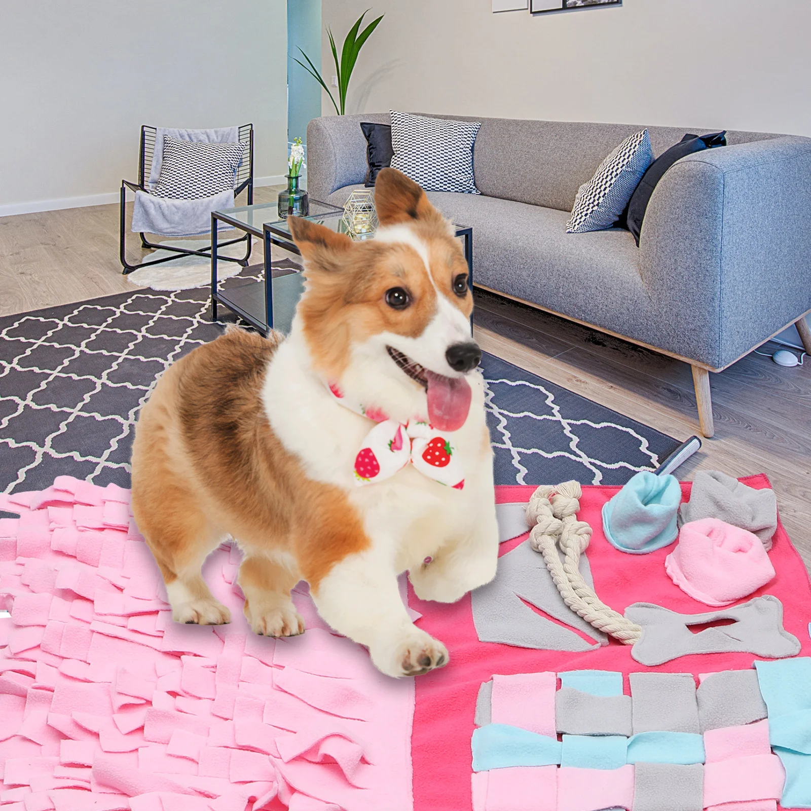 

1pc Dog Snuffle Mat Treat Dispenser Pet Training Game Blanket Foraging Cushion Snacks Mat Pink Dog Toys Mental Stimulation