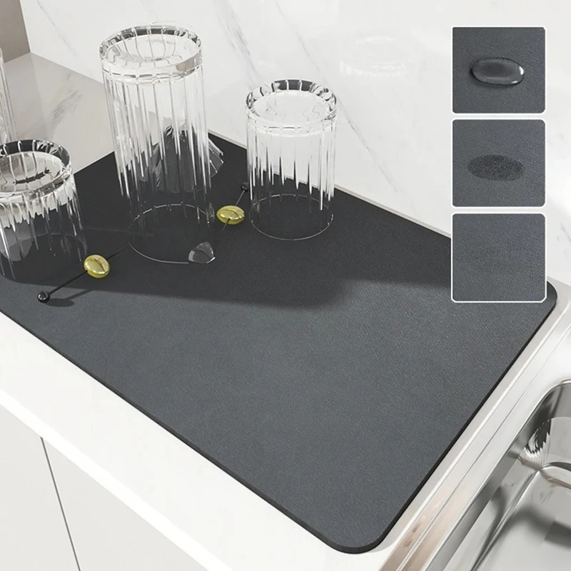 Super Absorbent Kitchen Mats Non-Slip Drain Coffee Bowl Drying Mats Quick-Dry Bathroom Drain Mats Plate Mats-A27R