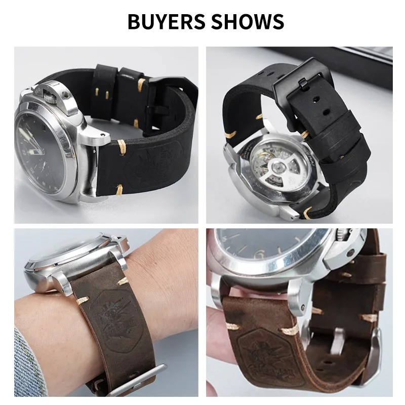 Handmade First Layer Leather Watch strap 20mm 22mm 24mm 26mm For Panerai PAM Watchband Vintage Soft Leather Bracelet Wristband
