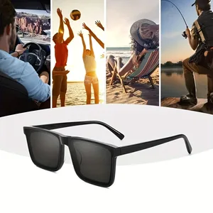 1pc lentes de moda negros simples de los hombres 1p para hombres mujeres, viajes al aire libre, conducción, apoyo de fotografía 8 mejores ventas Gafas de sol negras de oro - №6