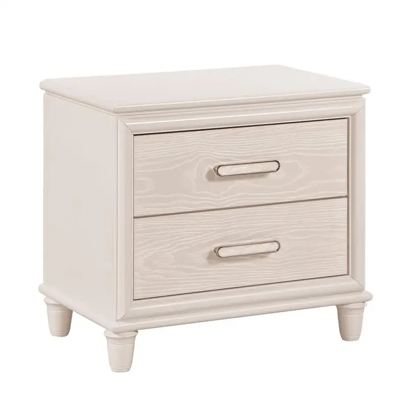 Modern Glam Two-Drawer Nightstand with USB Ports - Wooden Bedside Cabinet for Bedroom Furniture, Stylish and Functional Night