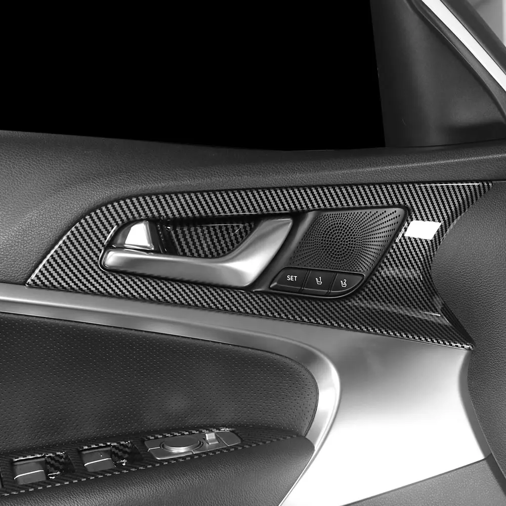 For Genesis G70 LHD 2019-2026 Inner Door Handle Bowl Cover Carbon Fiber Style Inside Door Panel Trim Stripe Interior Moulding