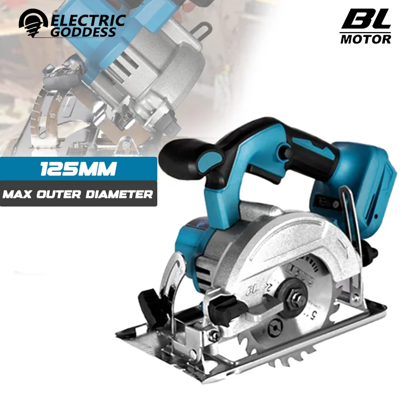 

Brushless 5 Inch 125mm Electric Circular Saw Cordless 0-45° Adjustbale Woodworking Cutting Power Tool for Makita 18v Battery Pin
