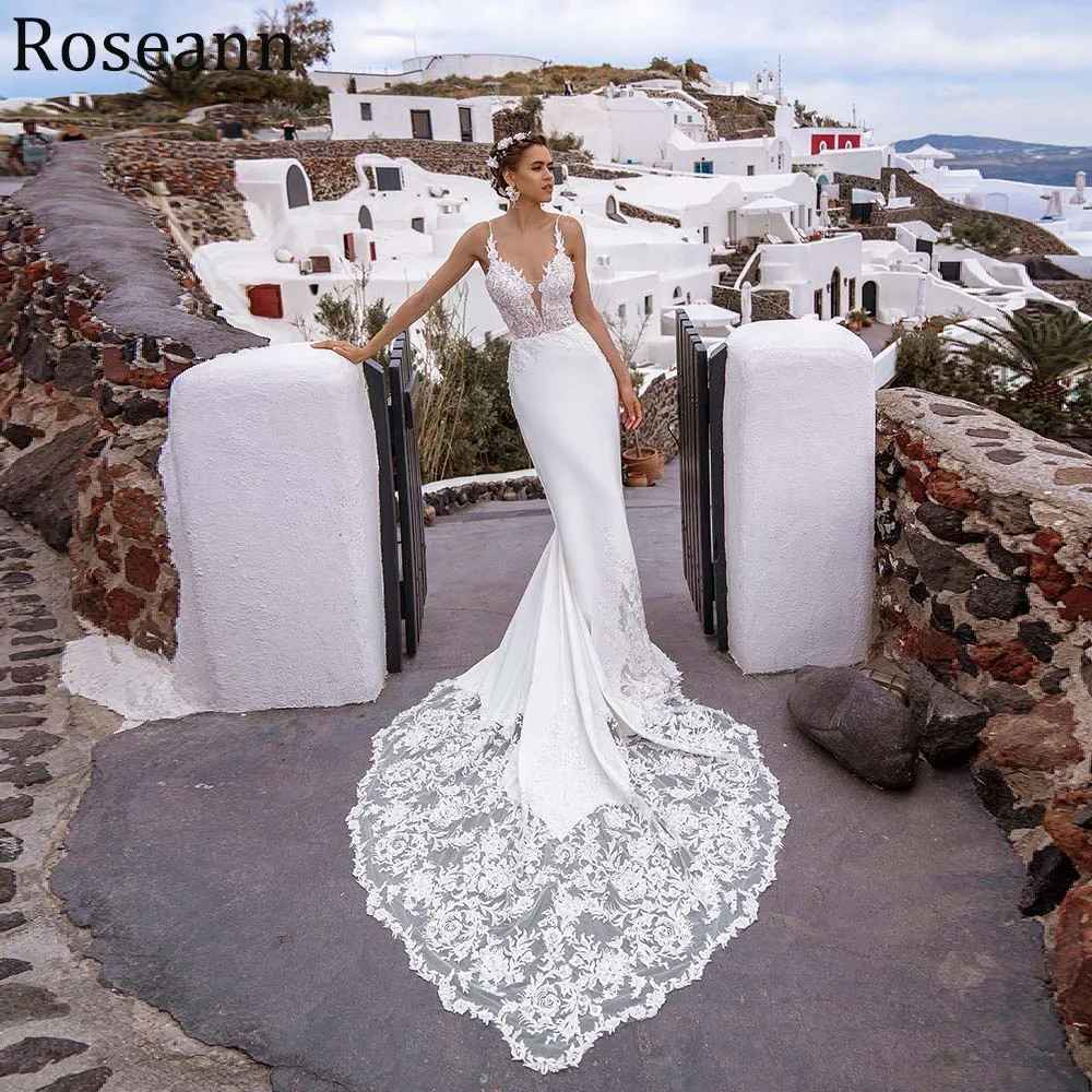 Customzied Luxury Wedding Dresses for Woman 2026 V Neck Appliques Sweep Train Boho A Line Lace up Bridal Gowns Robe De Mariee