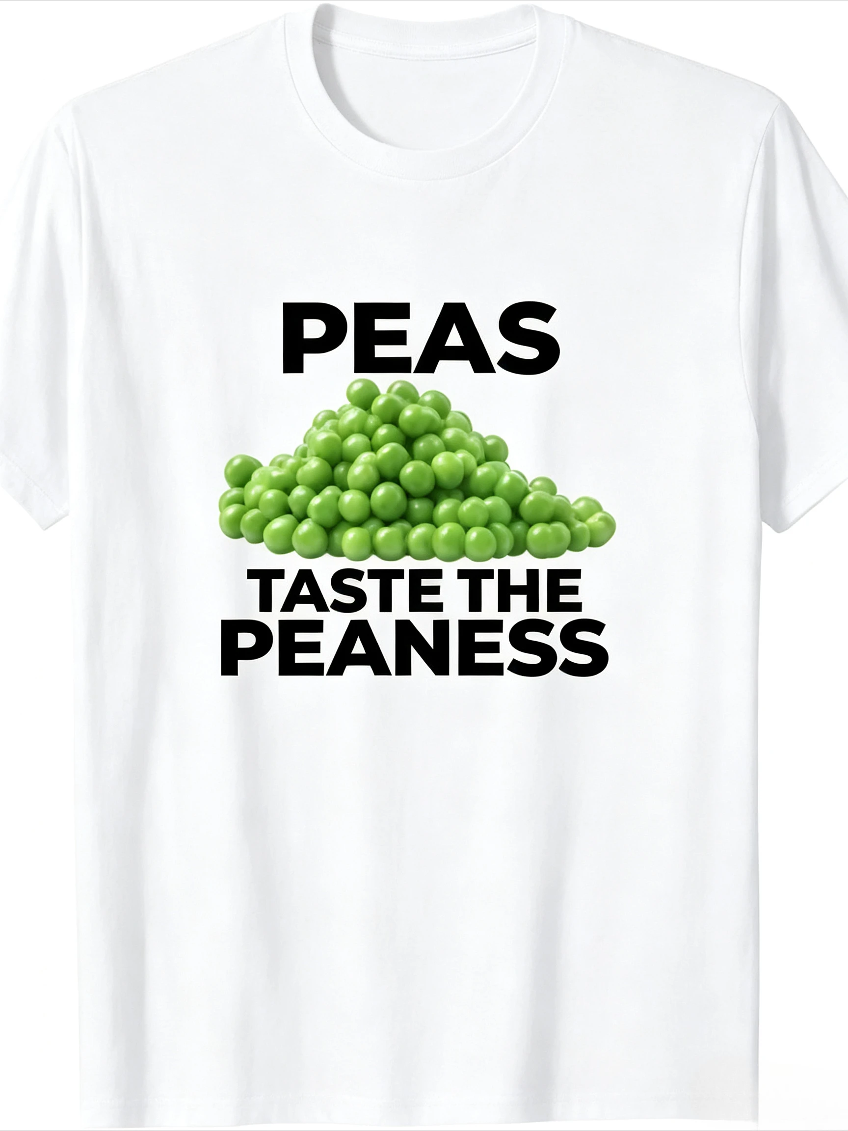 Peas T Shirt Men Women Short Sleeve Funny Taste The Peaness Pile Print Crew Neck Cotton Food Humor Daily Casual Tee