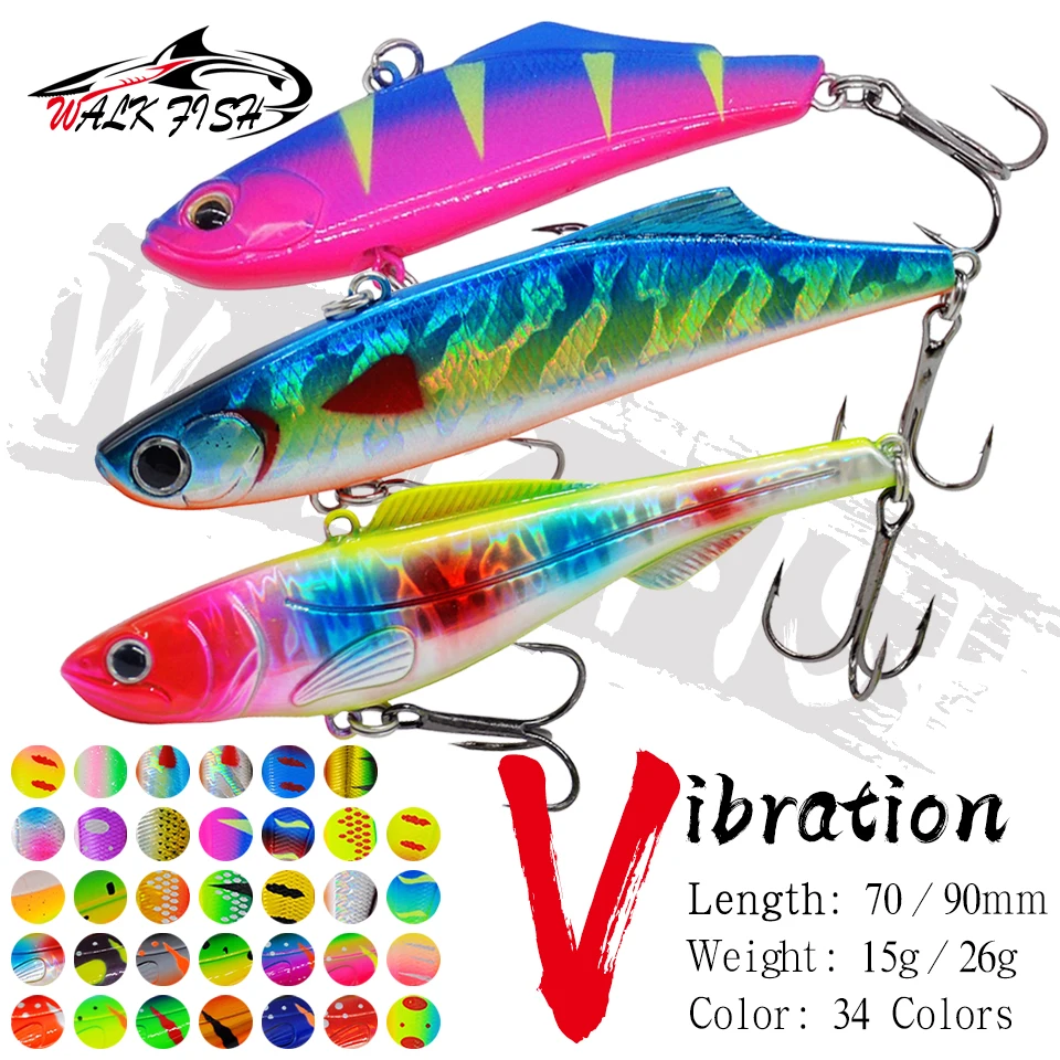 WALK FISH 1 szt. 15g 26g zimowy lód VIB tonąca przynęta wędkarska sztuczna Rattlin wibracje Crankbait Isca kotwiczka twarda przynęta