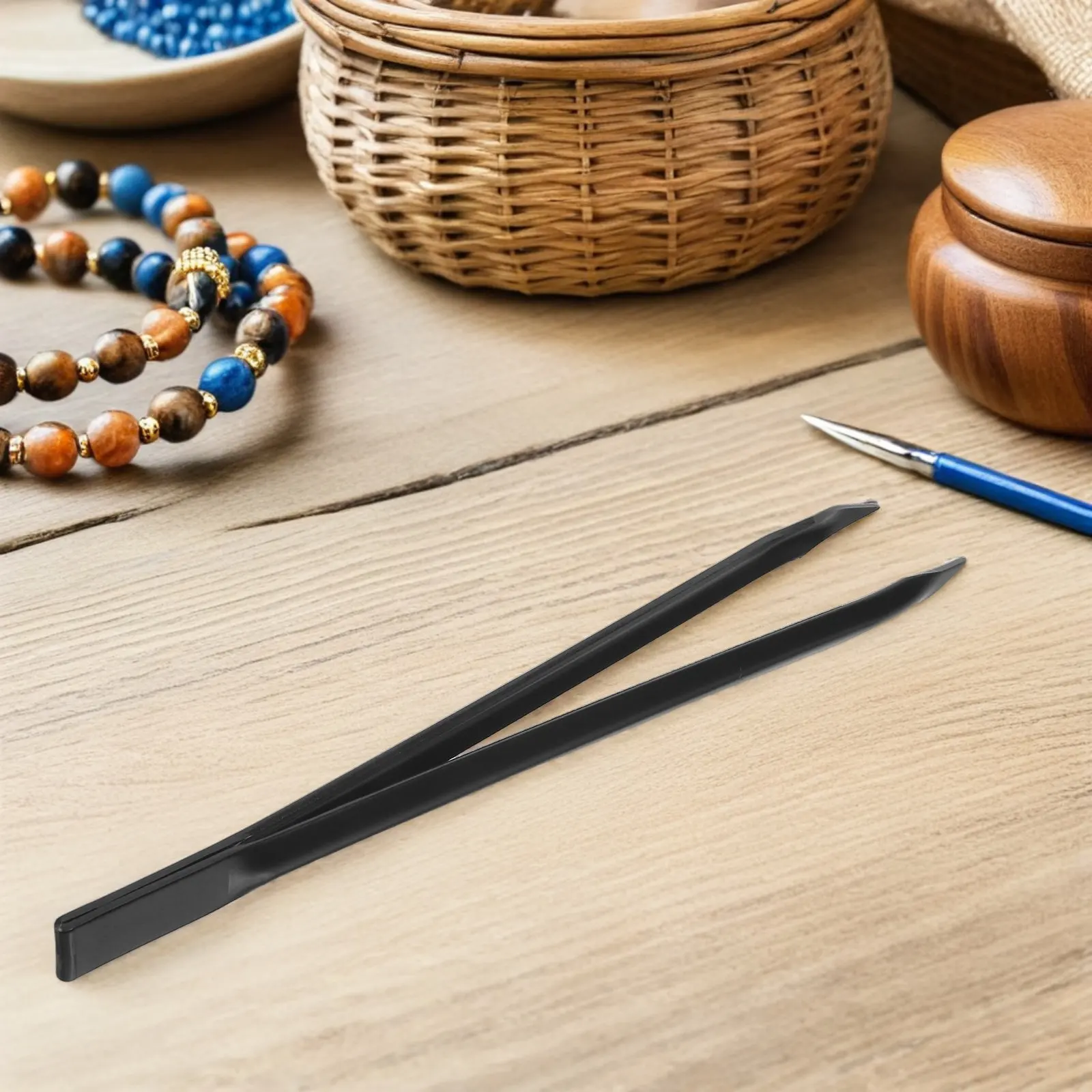 

Fine Tip Long Straight Jewelry Precision Tweezers Black Pointed End for Workshop DIY Gold Silver Craft Repair Stone Setting