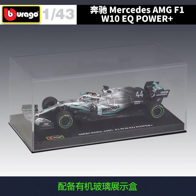 Bburago 1:43 Mercedes Benz F1 W12 E  F1 W10 EQ POWER+ Racing Car AMG Simulation Alloy Car Model With Plexiglass Display Box B479