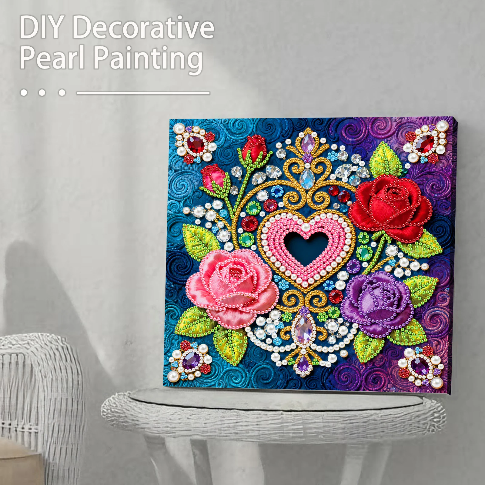 

DIY Pearl Painting Kit for Adults Home Decor Pearl Gem Paintings Picture Arts Craft 25x25cm With Frame