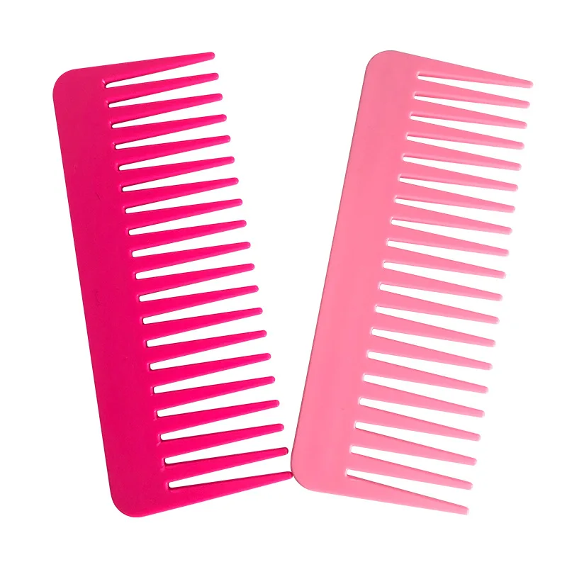 Big Teeth Hair Comb Heat-resistant Large Wide Tooth Detangling Hairdressing Comb Multicolor Flat Comb Hair Salon Styling Tool