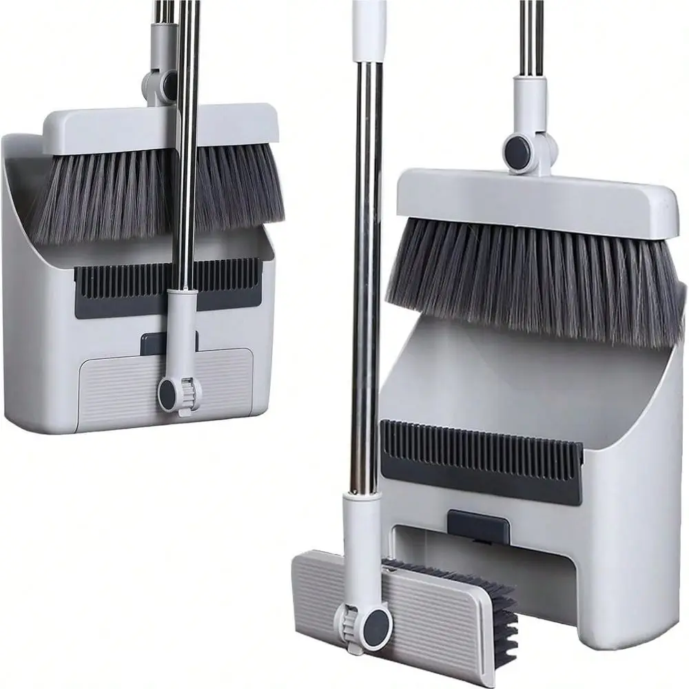 Broom And Dustpan Set, Soft Bristle, 180 Degree Rotatable Broom Dustpan Combo Long Handle For Home Floor Cleaning, Cleaning Sup