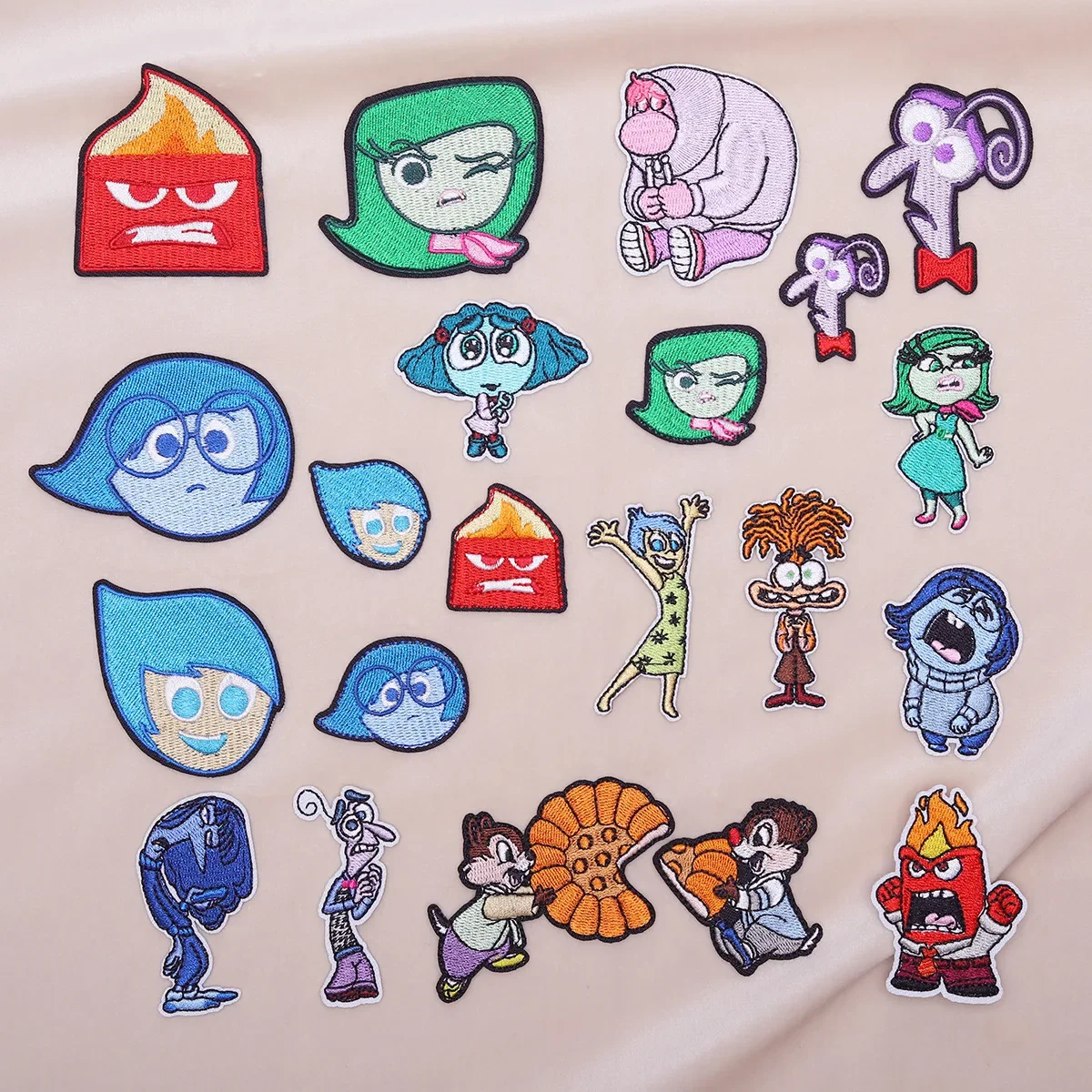 Inside Out Cartoon Embroidery Cloth Stickers Anime Figures Cute Patch Accessories DIY Clothing Bag Applique Decoration Supplies