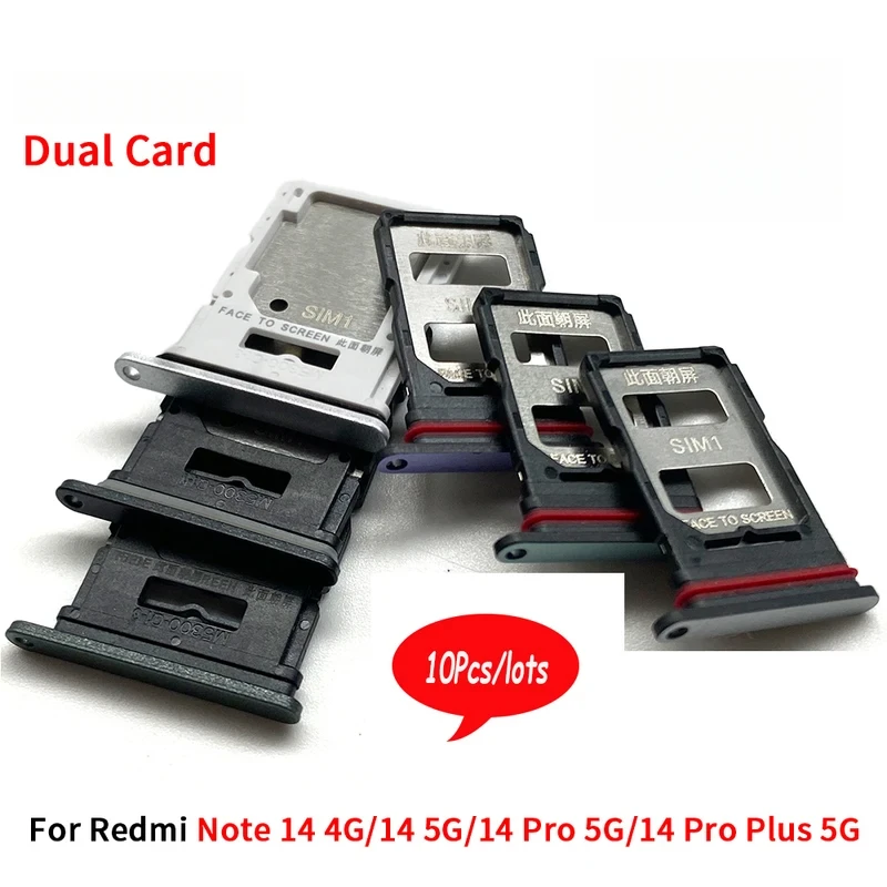 

10Pcs SIM Card Slot Holder For Redmi Note 14 4G 5G / 14 Pro Plus 5G Phone SIM Chip Micro SD Card Tray