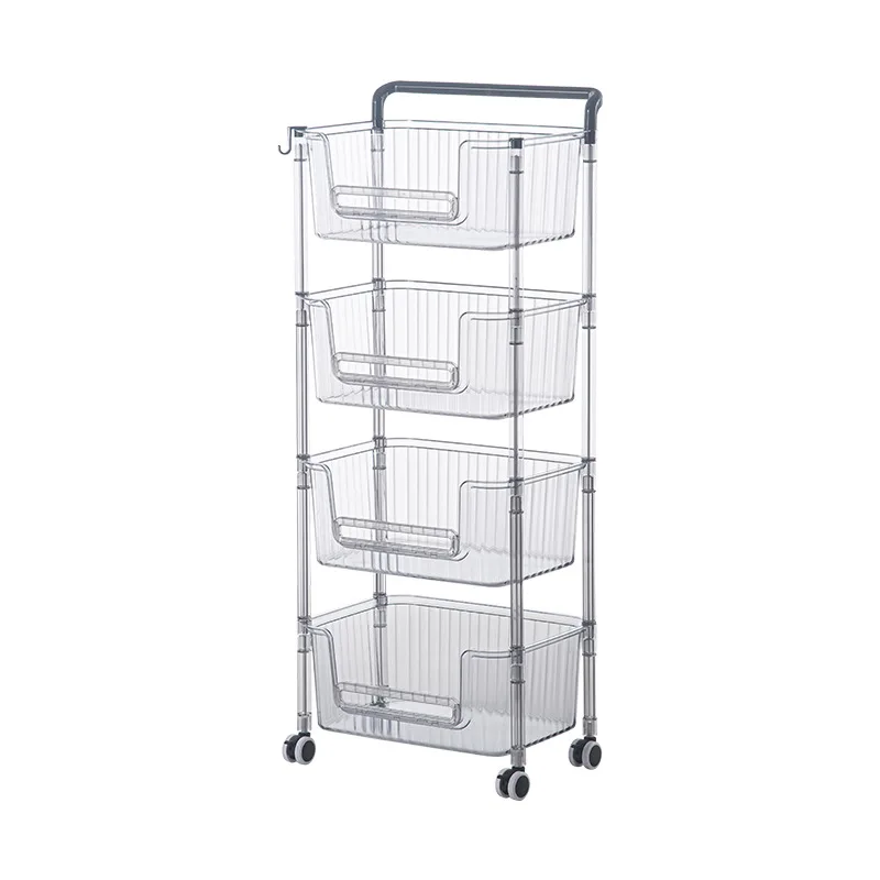 Daily Use Plastic Multi Layers Bathroom Kitchen Storage Rack With Hooks