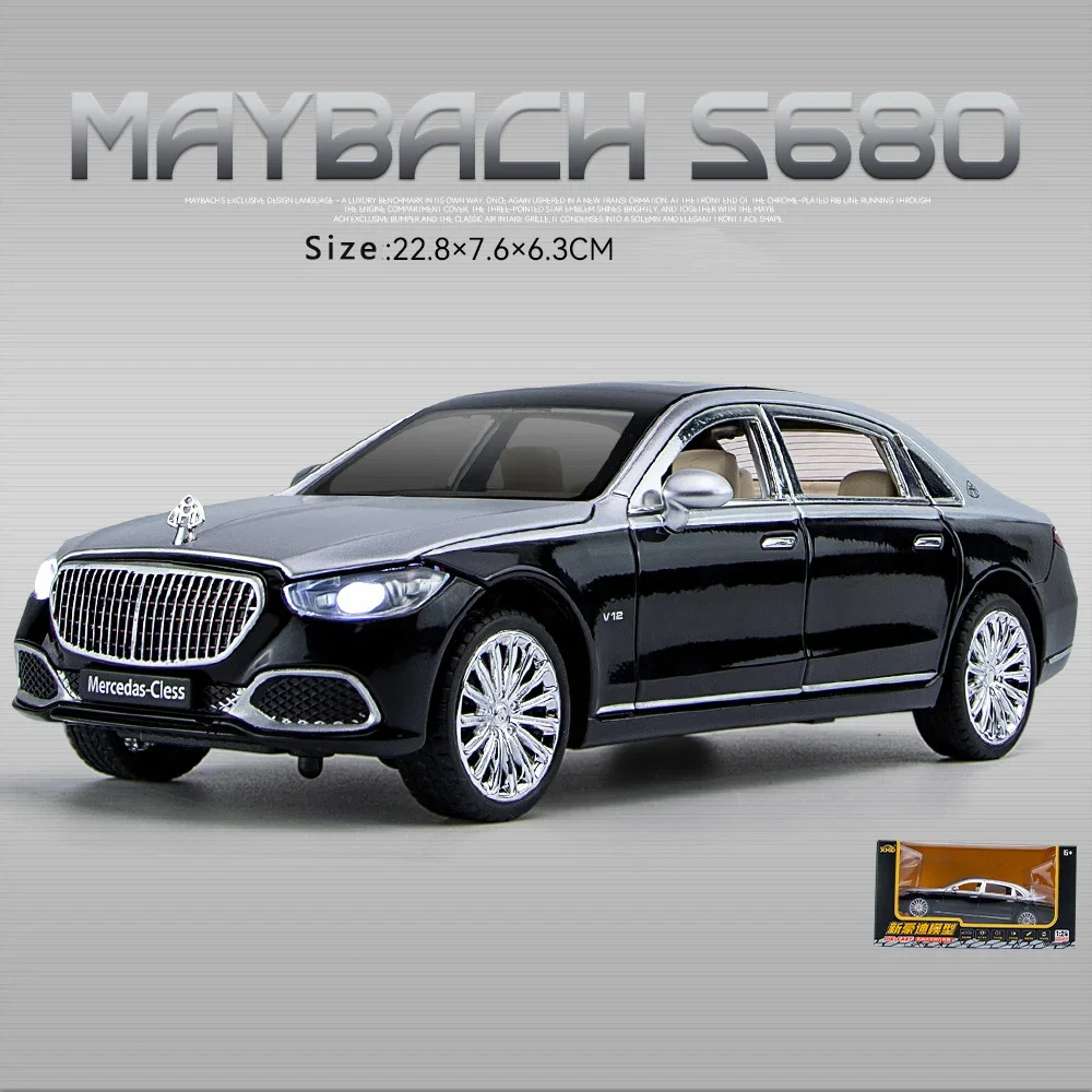 1:24 simulazione Benz Maybach S680 berlina modello di auto ornamenti suono e luce tirare indietro lega giocattolo auto ragazzo collezione regalo