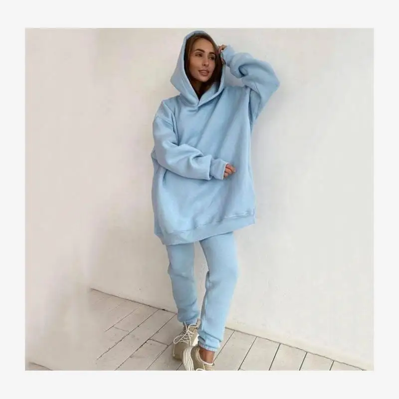 Set da donna in 2 pezzi Abbigliamento sportivo Felpa con cappuccio Completo misto cotone Pantaloni da sette piedi f-Zip Ne Top Faionable Casual Ensemble