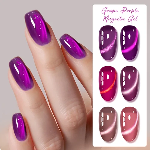 Imagen 2 del producto 7ml uva gato púrpura esmalte de uñas de Gel magnético efecto de cuentas de vidrio gelatina barniz semipermanente remojo arte de uñas Gel UV manicura