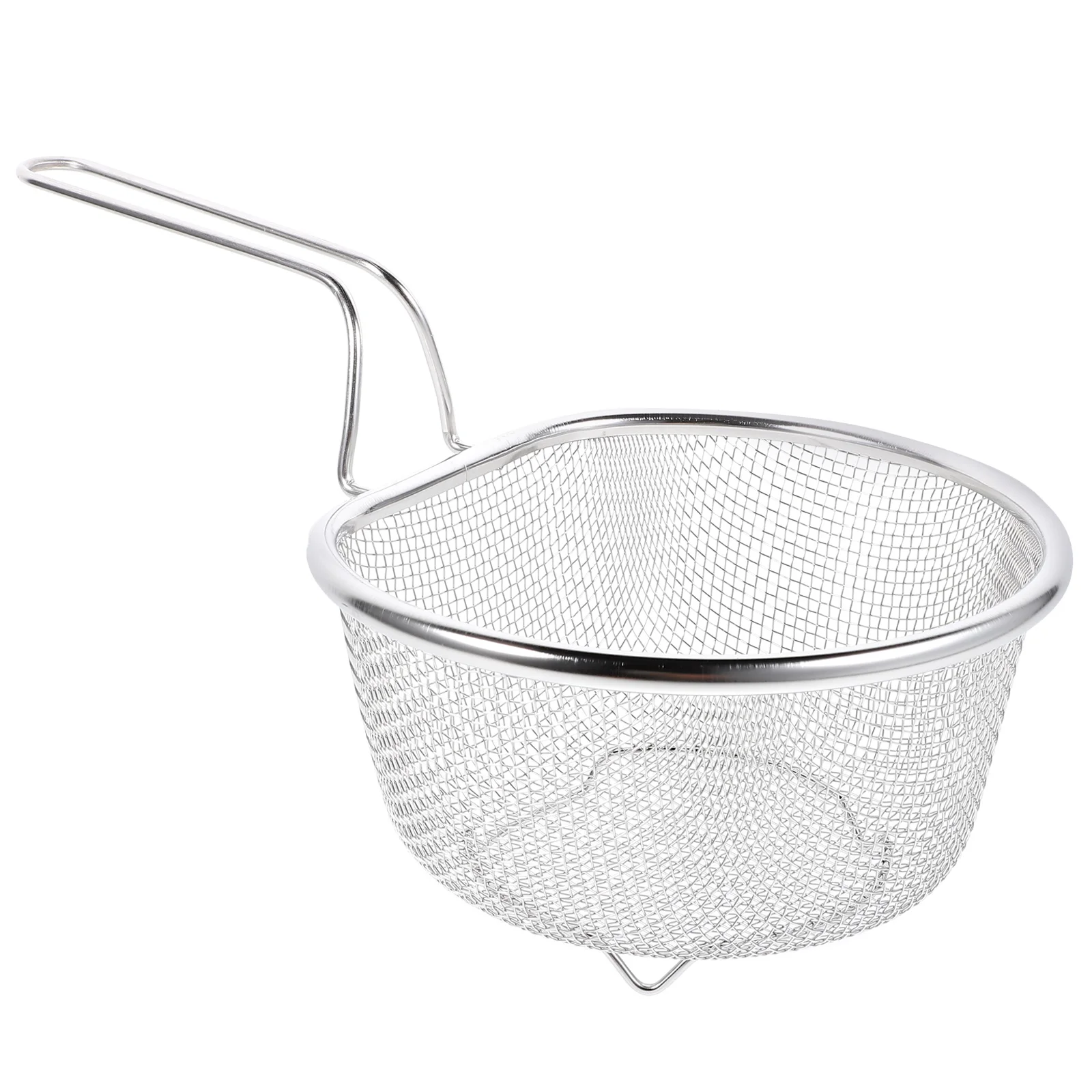 

1pc 21Cm Deep Fry Basket Stainless Steel Frying Basket Handle Oil Drain Strainer Kitchen Gadget For French Fries Fried Chicken
