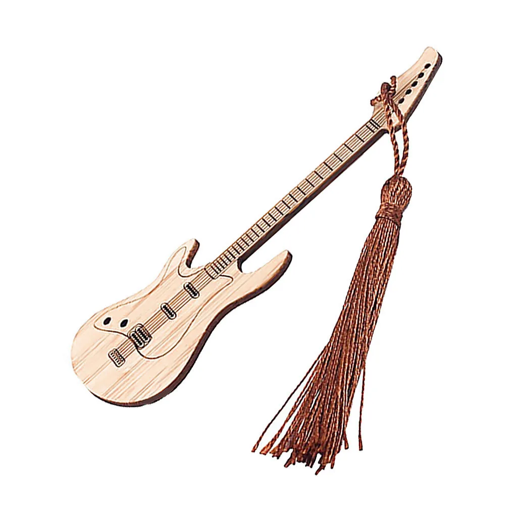 Guitar Shape Bookmark Book Mark Page Marker for Readers Students Gift Decoration Bamboo Bookmark