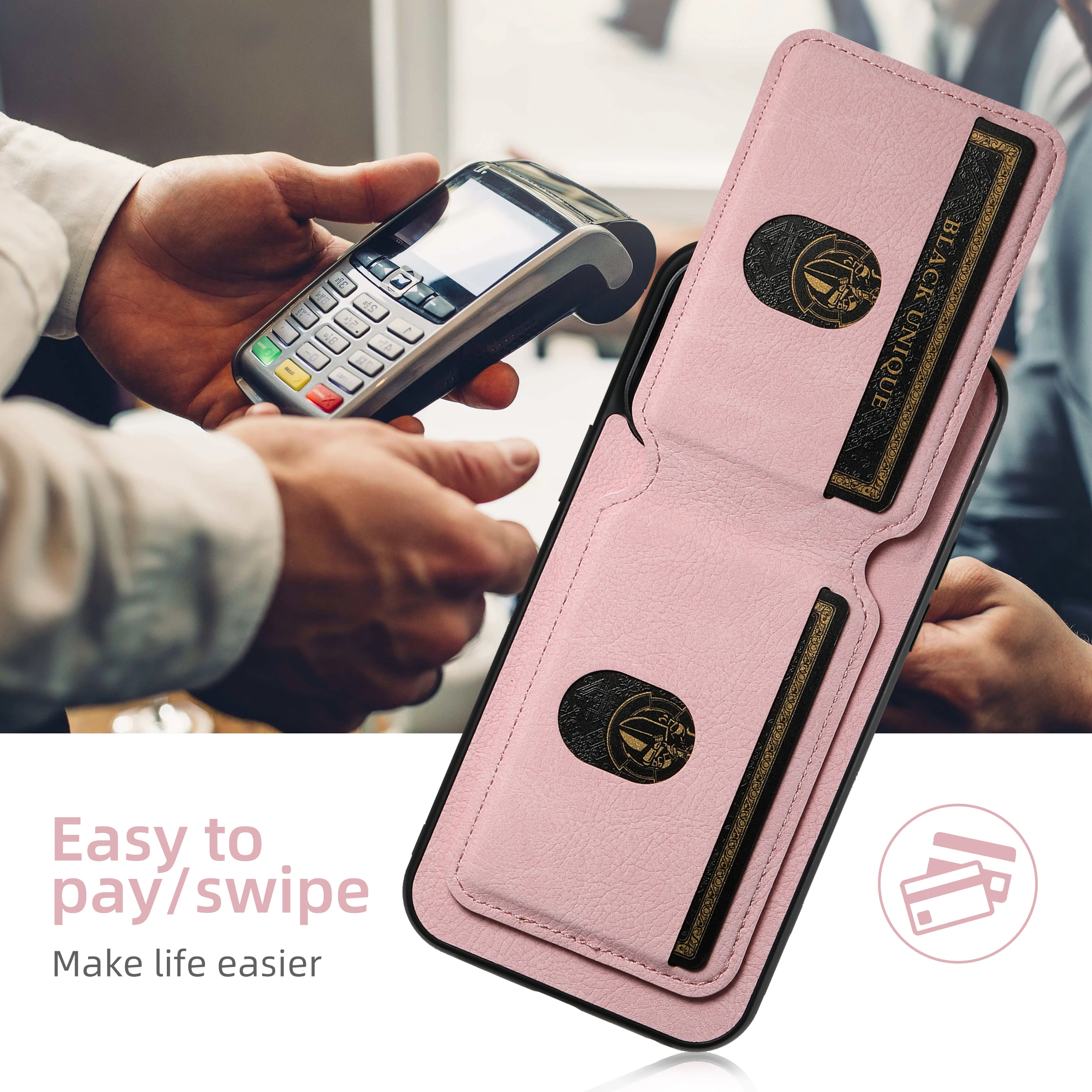 SUTENI Kartenhalter Kartenhülle Handyhülle Luxus PU Leder Handyhalter für iPhone 16 Pro Max 15Plus 14 13 12 11 XR X – Detail 9