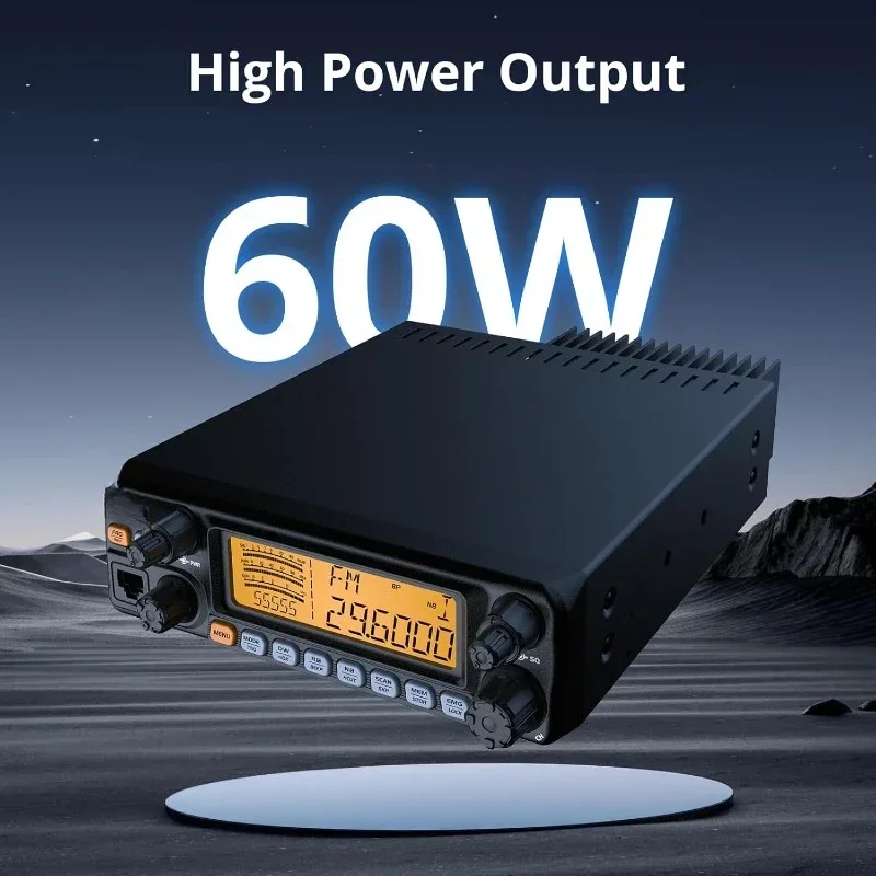 10-Meter-Radio SSB, AM, FM, PA, 60 W Hochleistungs-Amateur-Amateur-Mobiltransceiver, großes LCD-Display, RX- und TX-Rauschunterdrückung