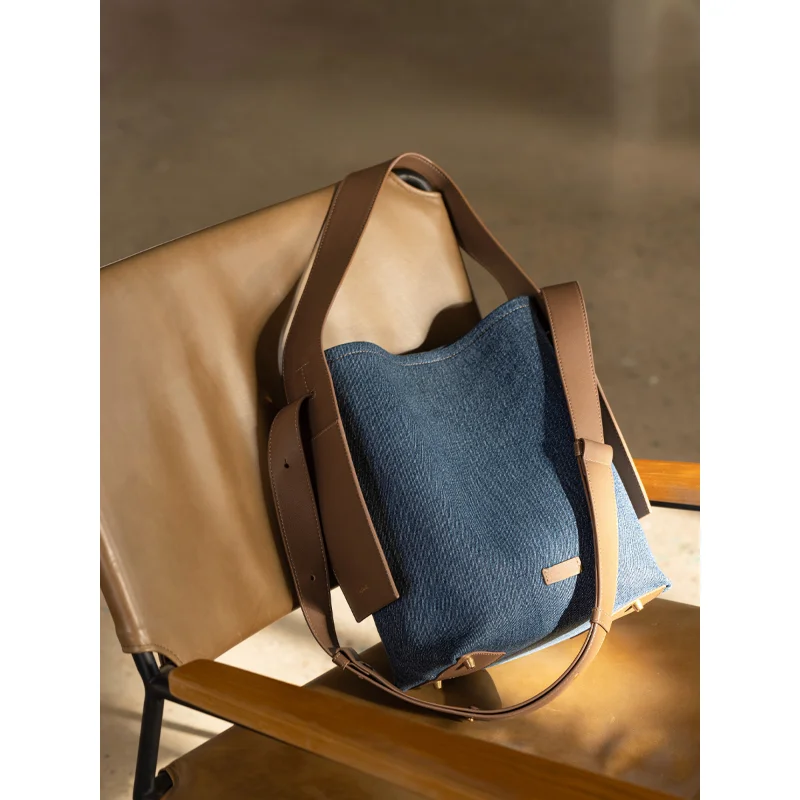 Borsa a secchiello Casual in Denim per donna borsa a tracolla a tracolla tasche Multiple borsa da donna Design di lusso Totes grandi femminili 2023