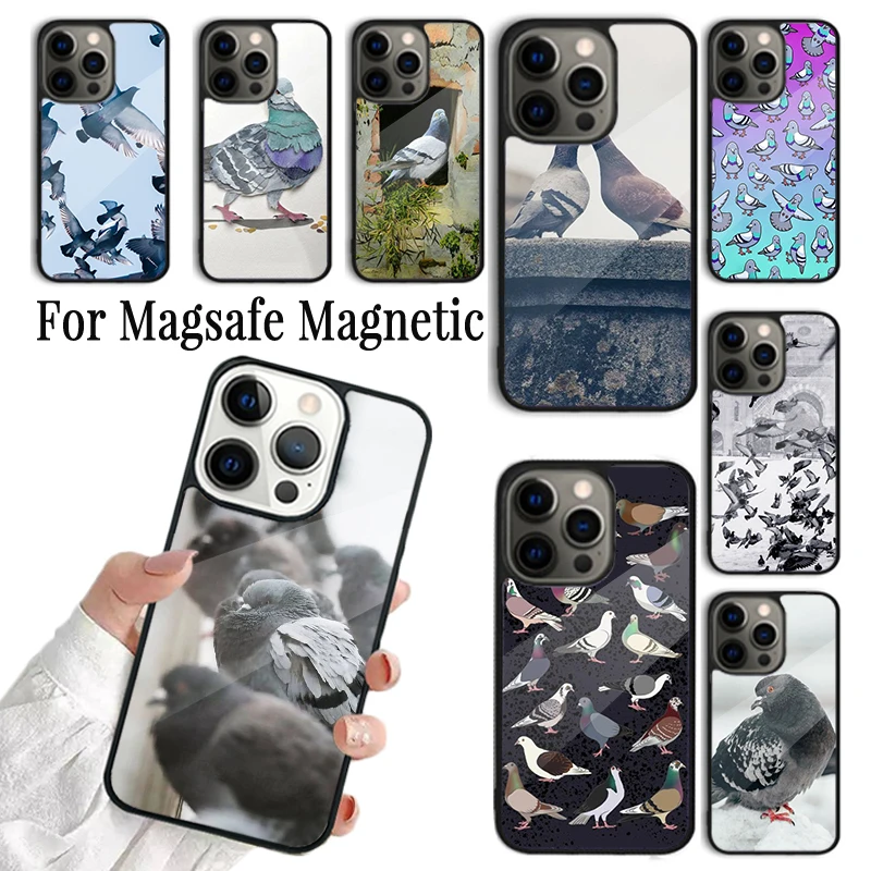 Coque Phone Case For iPhone 16 15 14 13 12 Mini 11 Pro Max Plus Magsafe Magnetic Wireless Charging Cover The Pigeons