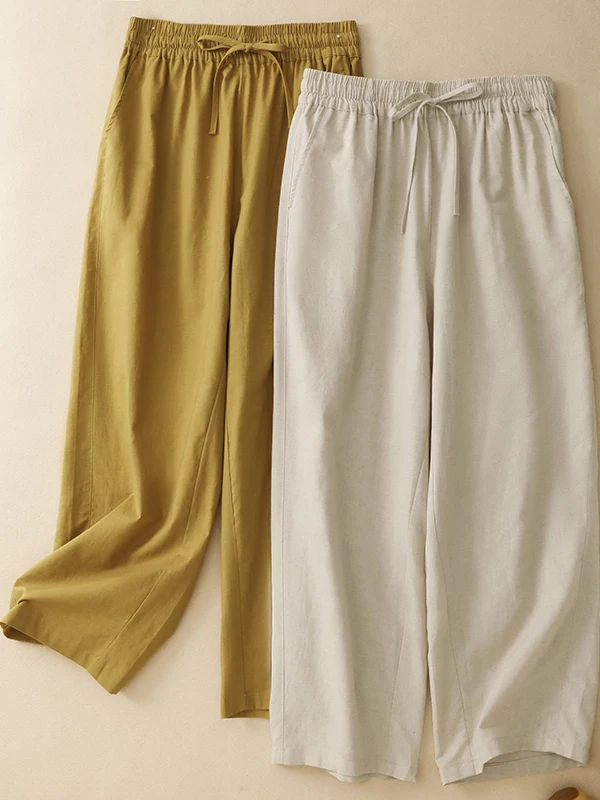 

High-End Women's plus Size Straight Leg Pants Casual Versatile Simple Design Breathable Cotton High Waist Straight Tube Trousers