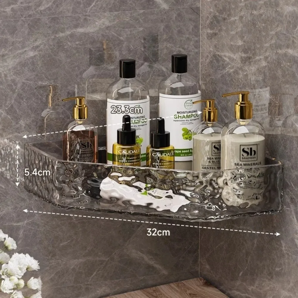 

New Glacier Design Corner Shelf PET Clear Bathroom Shelf Wall Mount Shower Caddy Soap Storage