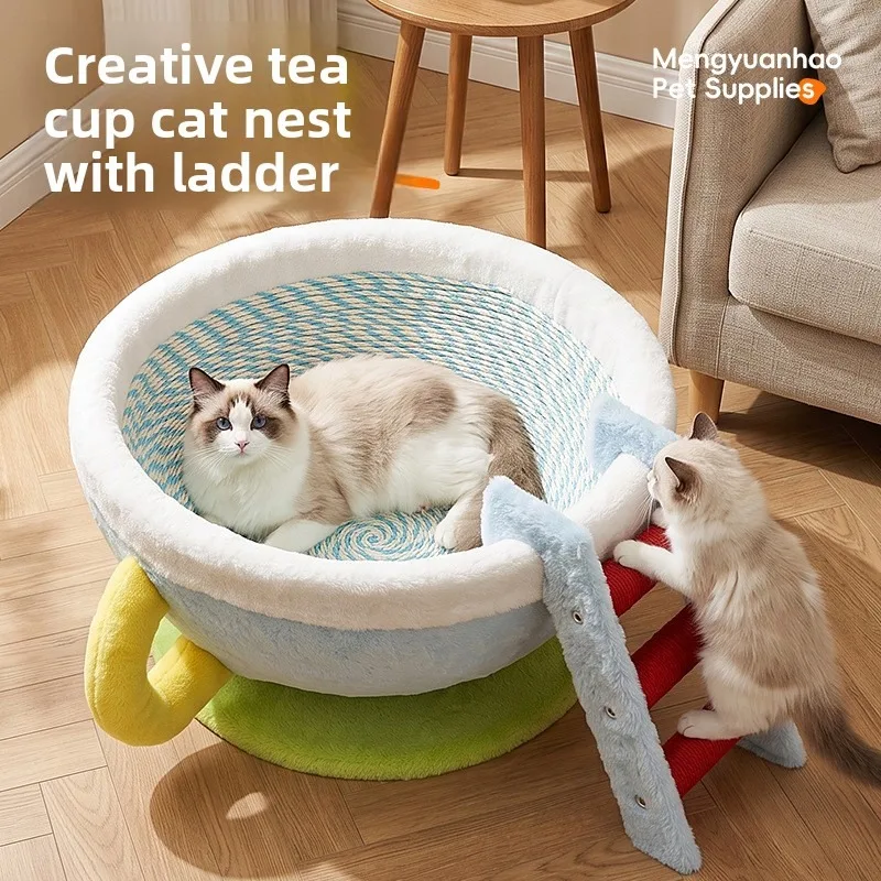 Cat Scratching Board Climbing Tree Cat Condo Sisal Post Jump Platform Pet Toy Coffee Cup Cat Accessories Cat House Cat Toy